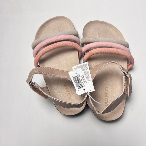 Old Navy Toddler Girl Tripe Strap Multi-color Cross-Strap Sandals Sz 9 NWT - Picture 8 of 10
